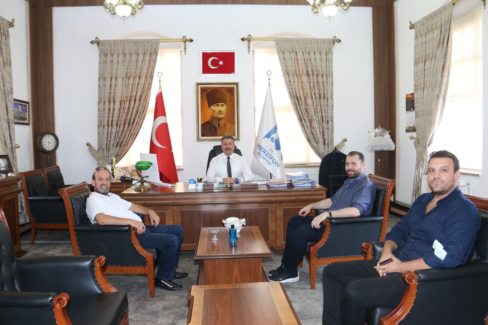 Abdullah Aykut, Mert Aykut ve Sn. Abdullah Subaşı Belediyemize Ziyarette Bulundu