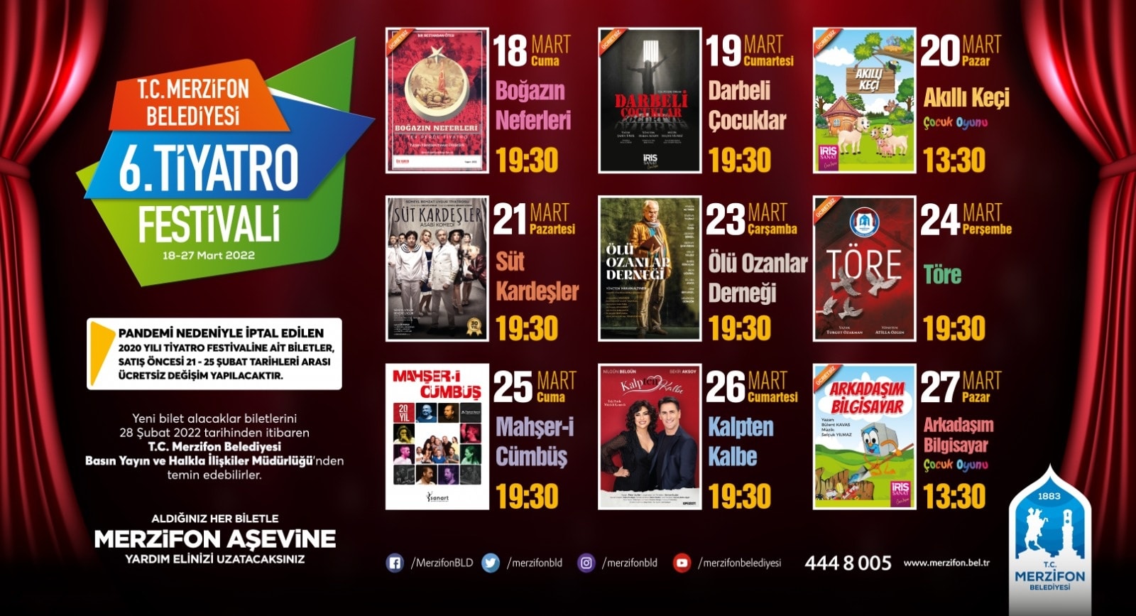 Tiyatro Severlere Müjde… 6.Tiyatro Festivalimizi 18-27 Mart 2022 Tarihleri Arasında Gerçekleştireceğiz.