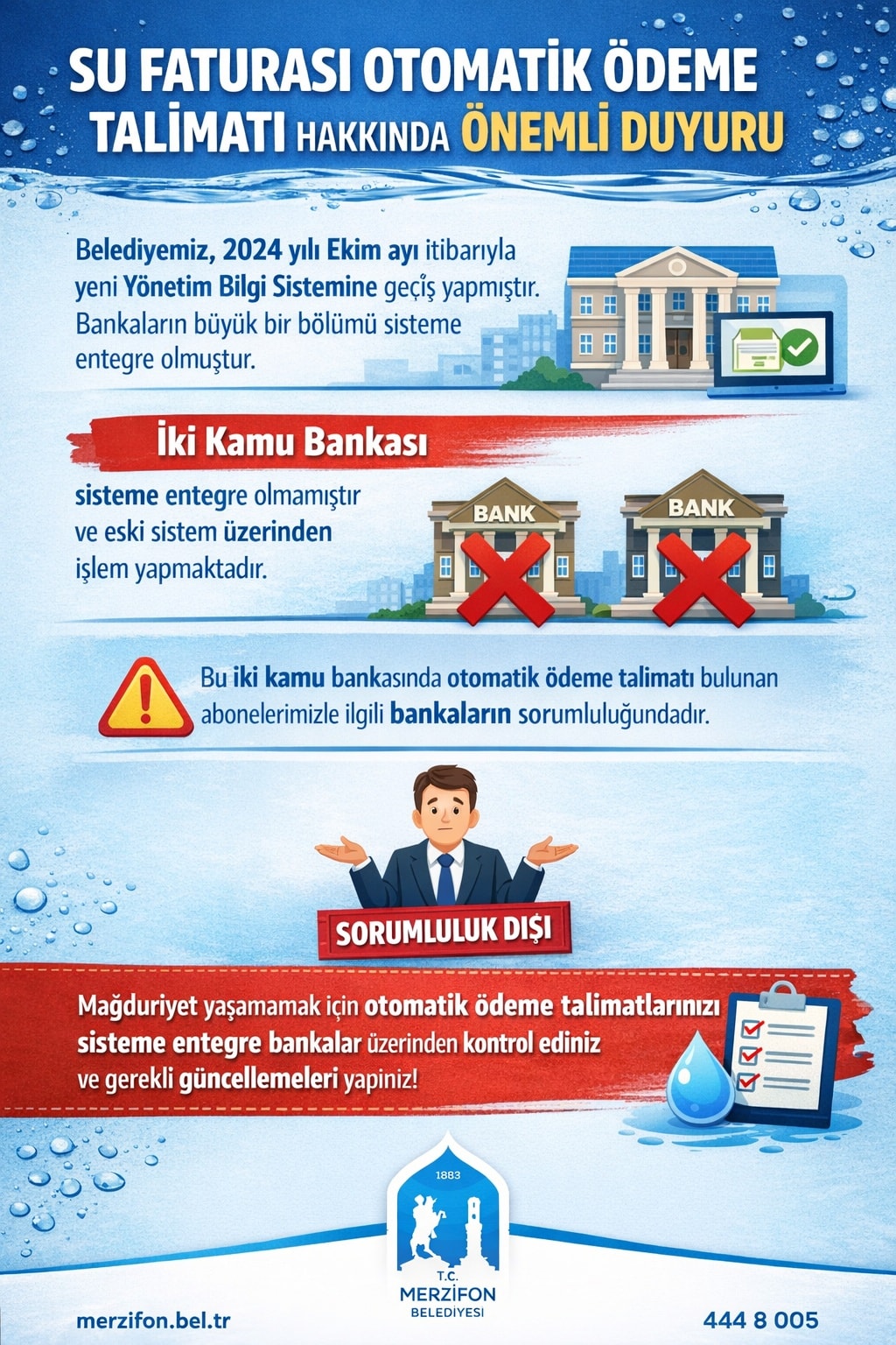 Su Faturası Otomatik Ödeme Talimatı Hakkında Önemli Duyuru